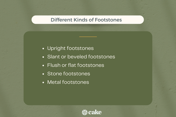 What are the different types of footstones?